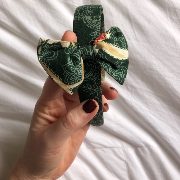 AMERICAN APPAREL Floral Green Bow Headband - Picture 6 of 10